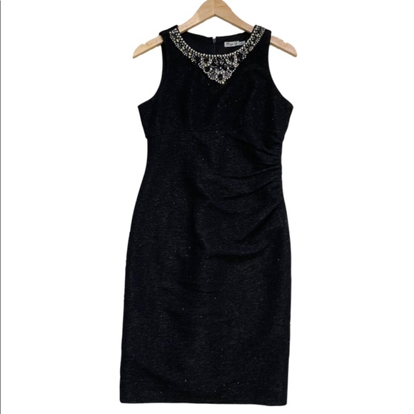 Eliza J Missy Sparkly Black Sleeveless Dress With Rhinestones Size 6 Christmas - Picture 1 of 12